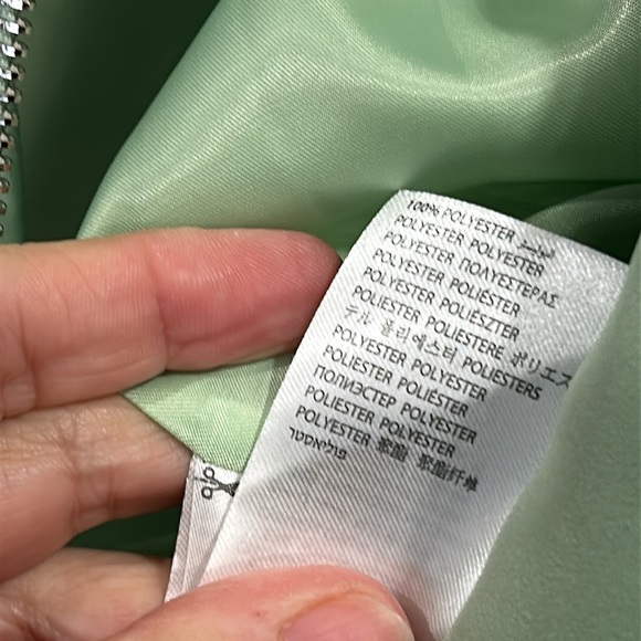 Adika Spoiled Girl Satin Finish Mint Green Oversized Bomber Jacket - XL - Picture 11 of 11